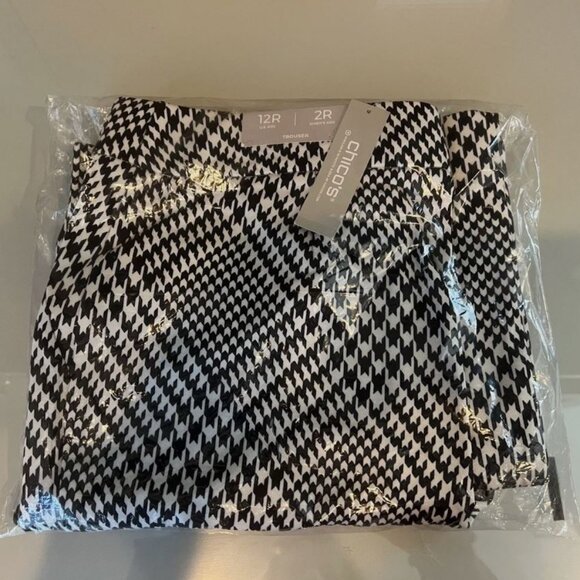 *NWT* CHICO'S DUBLIN FULL LEG BLACK & WHITE HOUNDSTOOTH PANTS_2R (Large)_$99 - Picture 4 of 4